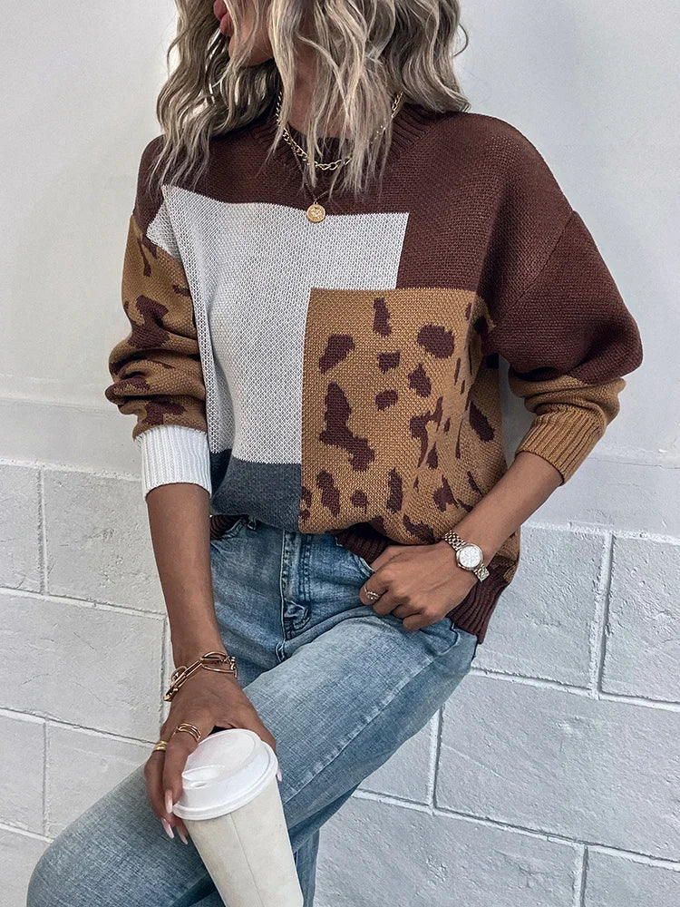 Vilma - Pull en patchwork léopard