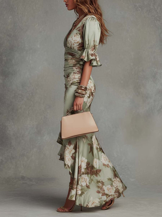 Anastasia - Robe Midi Satin Floral