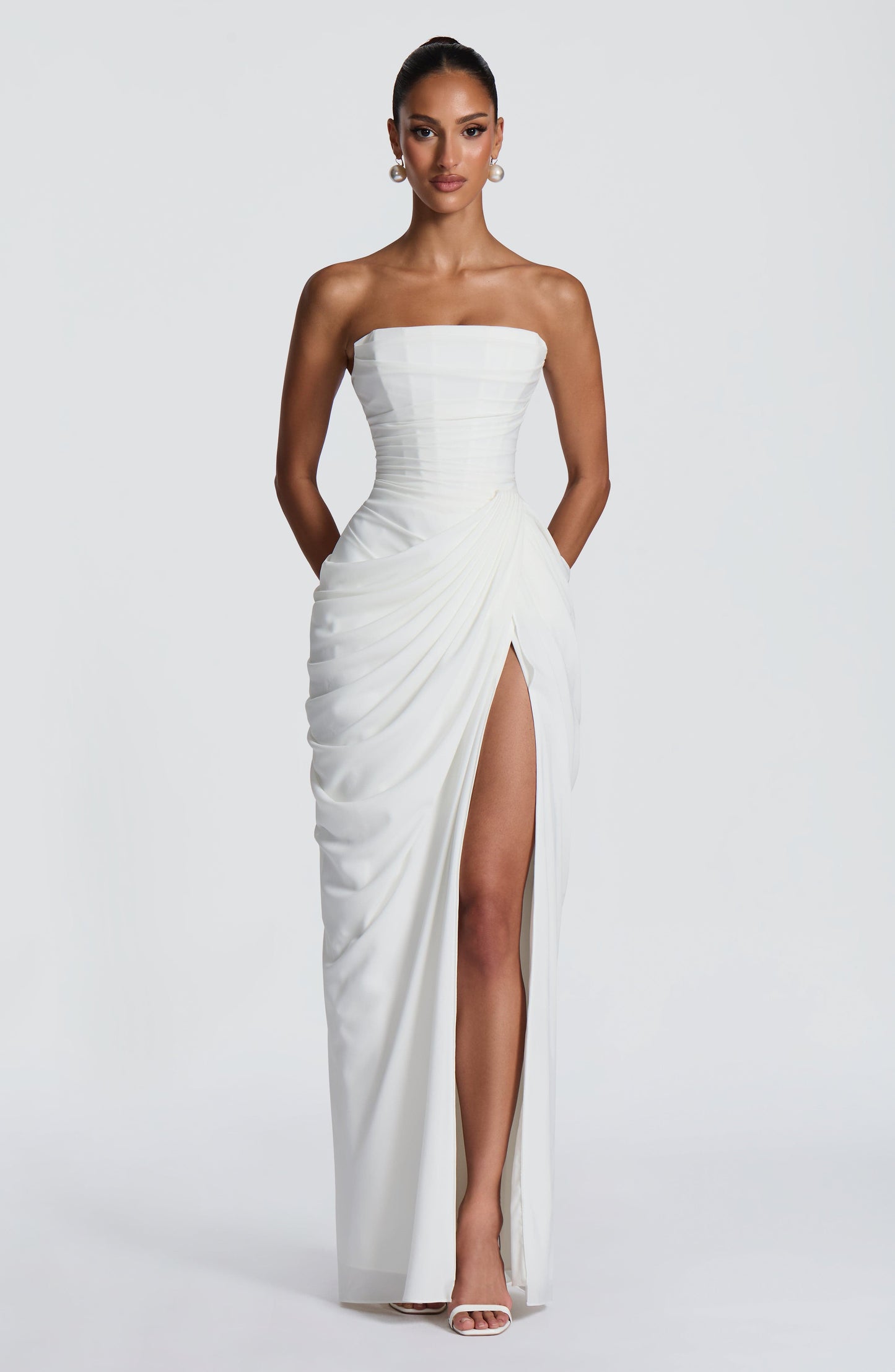 Hannah - Robe maxi drapée avec fente haute