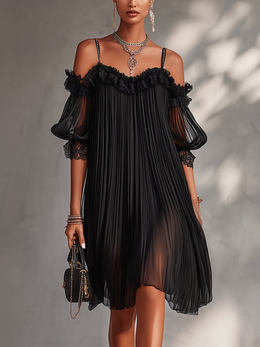 Vittoria - Robe Mini en Chiffon Sans Épaules