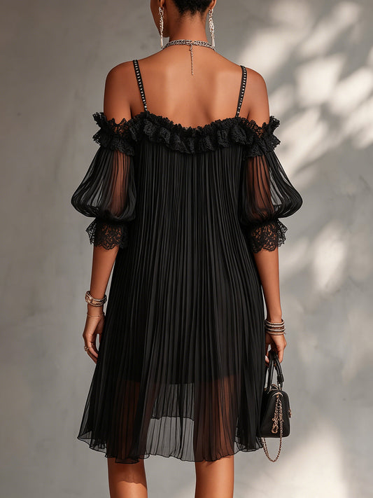 Vittoria - Robe Mini en Chiffon Sans Épaules