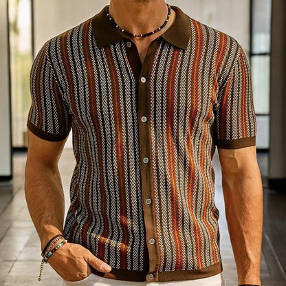 Dominick - Chemise à col boutonné en motif chevron