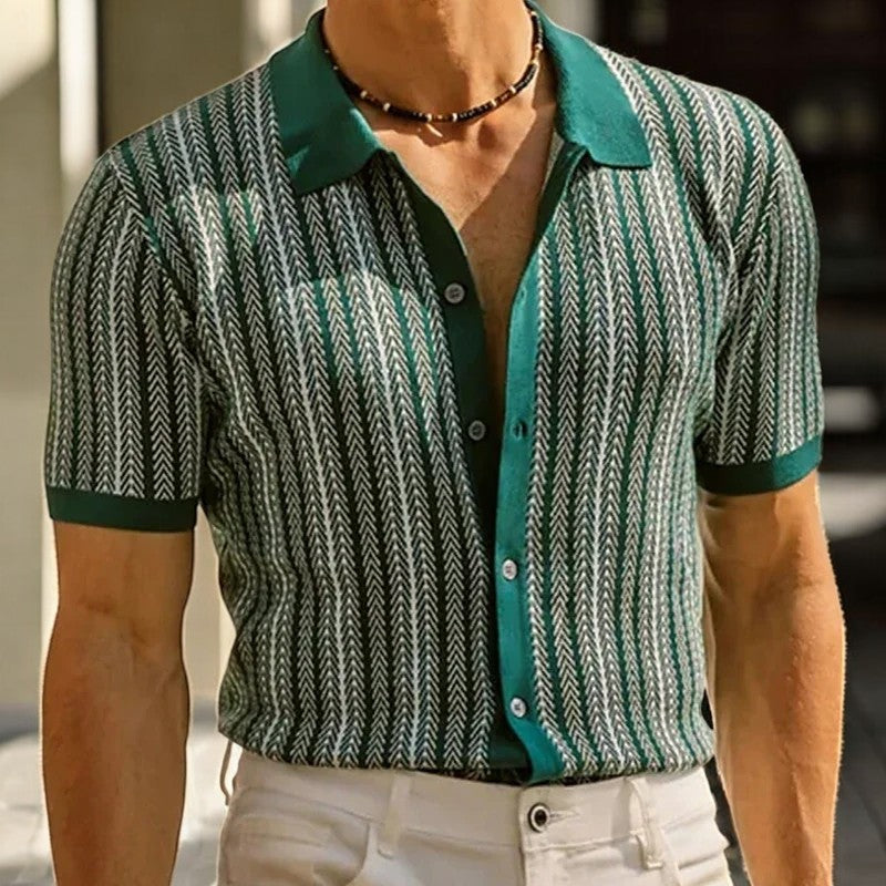 Dominick - Chemise à col boutonné en motif chevron