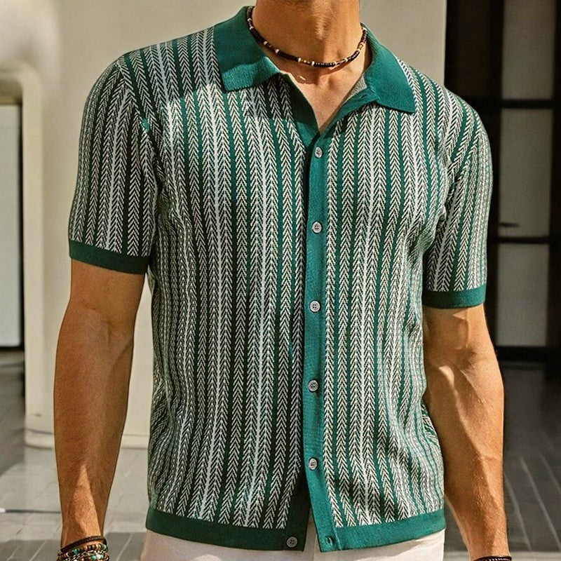 Dominick - Chemise à col boutonné en motif chevron