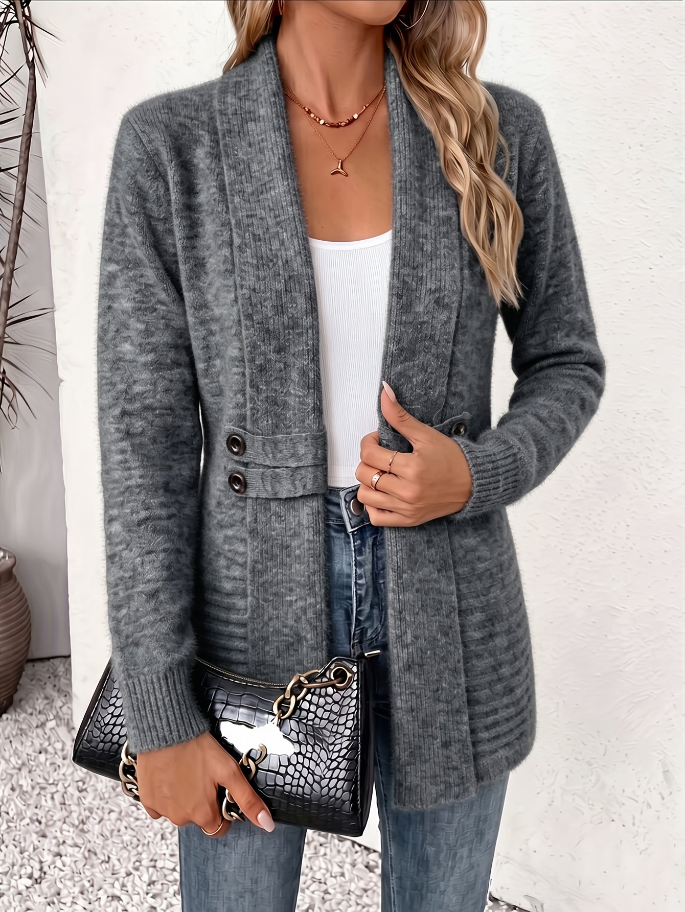 Felecia - Cardigan ceinturé mi-long