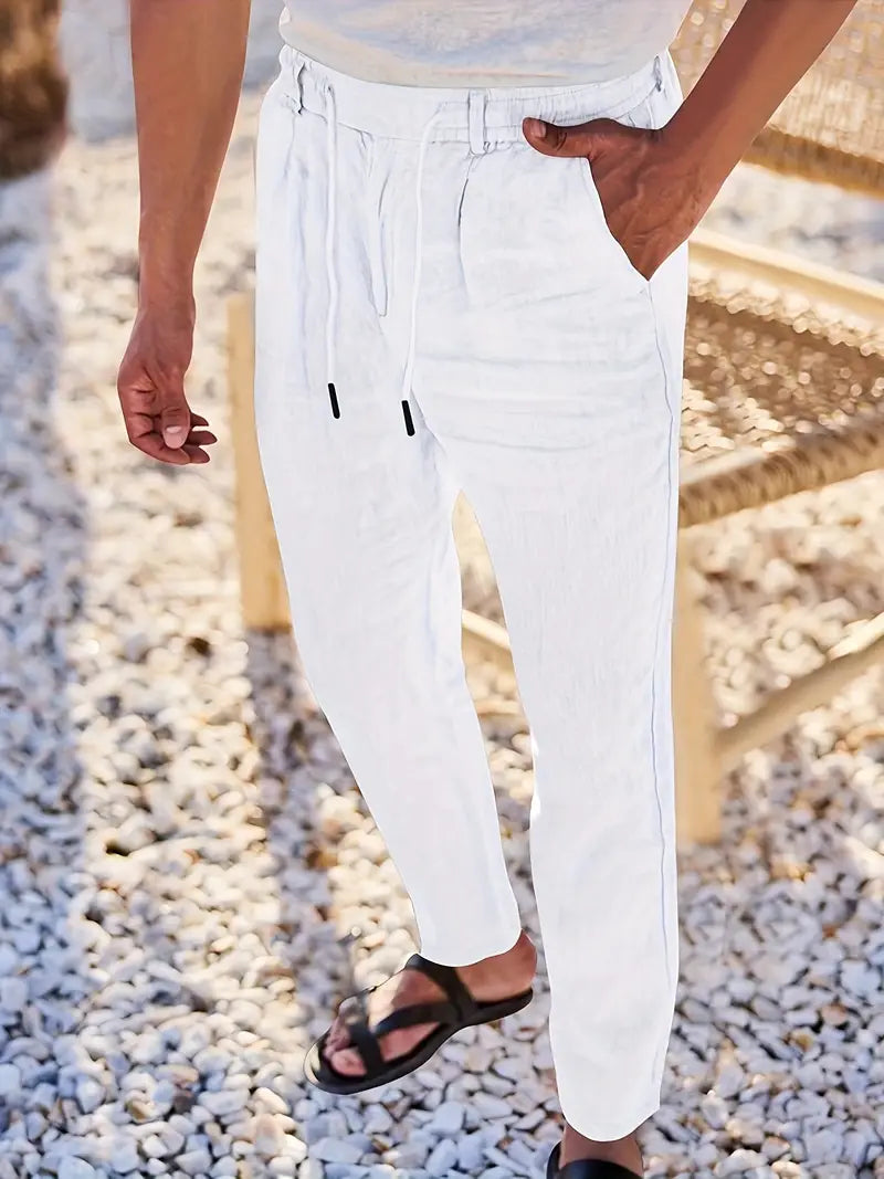 Avenor - Pantalon en lin large avec cordon de serrage