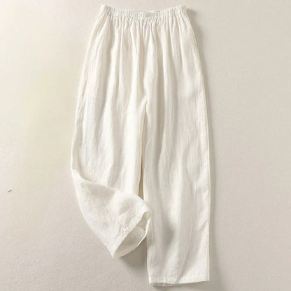 Amalia - Pantalon en coton-lin à jambes larges