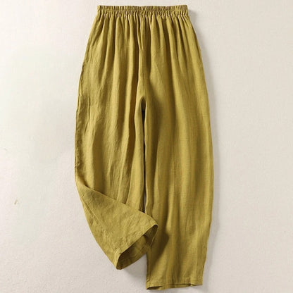 Amalia - Pantalon en coton-lin à jambes larges