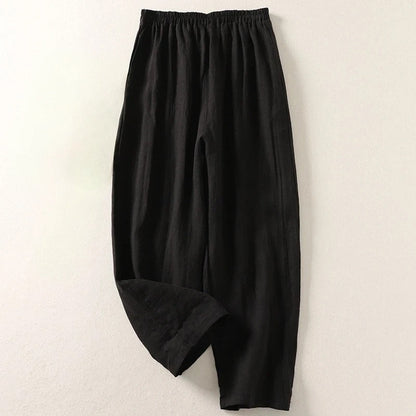 Amalia - Pantalon en coton-lin à jambes larges
