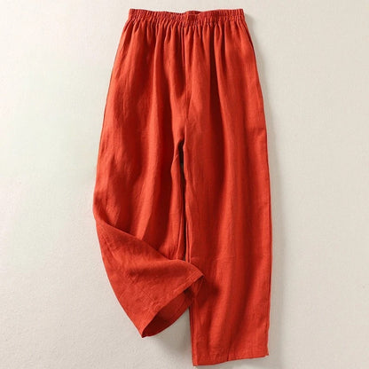 Amalia - Pantalon en coton-lin à jambes larges
