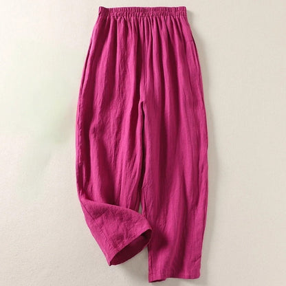 Amalia - Pantalon en coton-lin à jambes larges