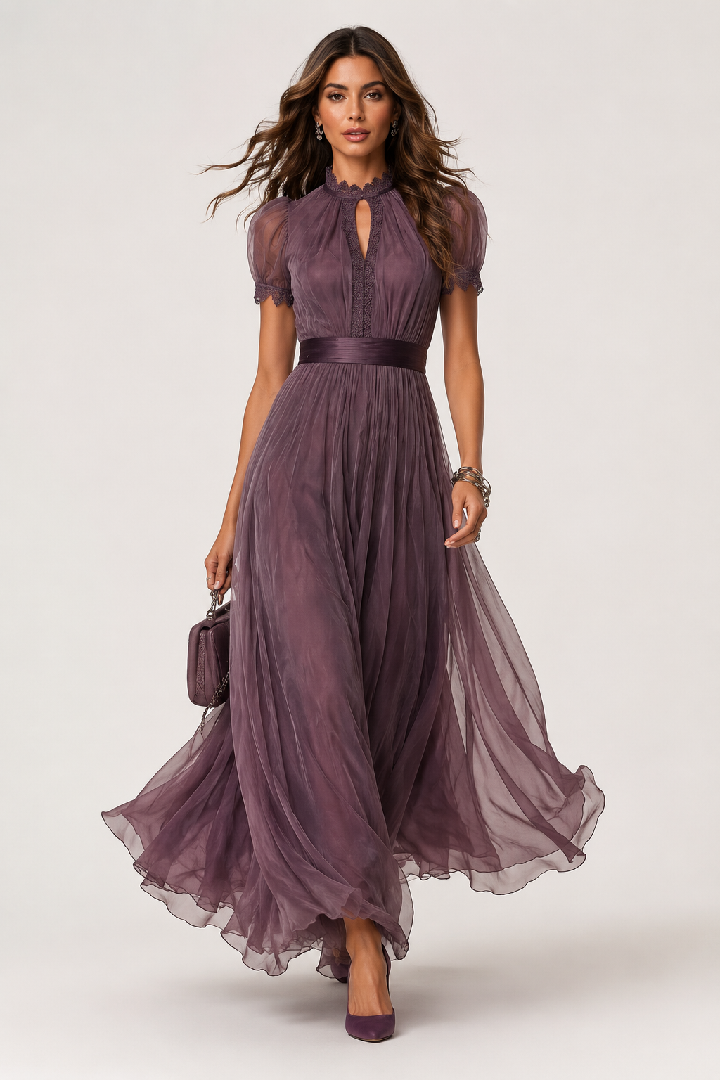 Livara - Robe Maxi en Chiffon Lila