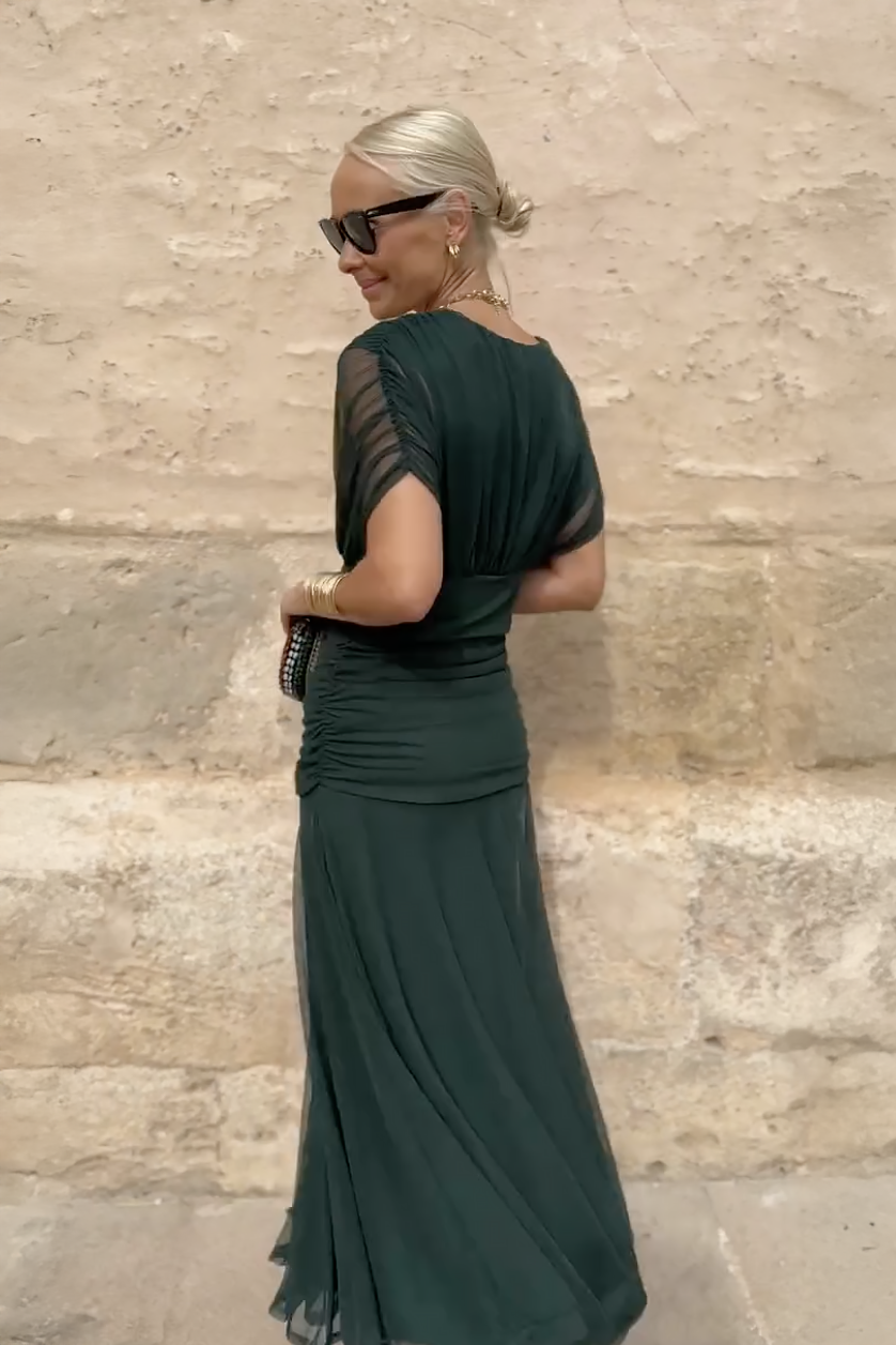 Aveline - Robe maxi cintrée avec décolleté en V