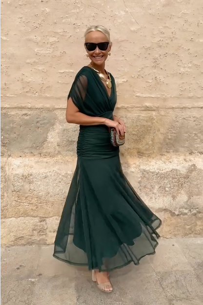 Aveline - Robe maxi cintrée avec décolleté en V