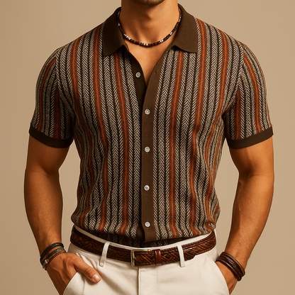 Dominick - Chemise à col boutonné en motif chevron
