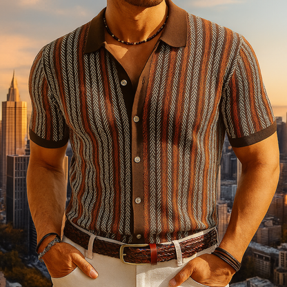 Dominick - Chemise à col boutonné en motif chevron