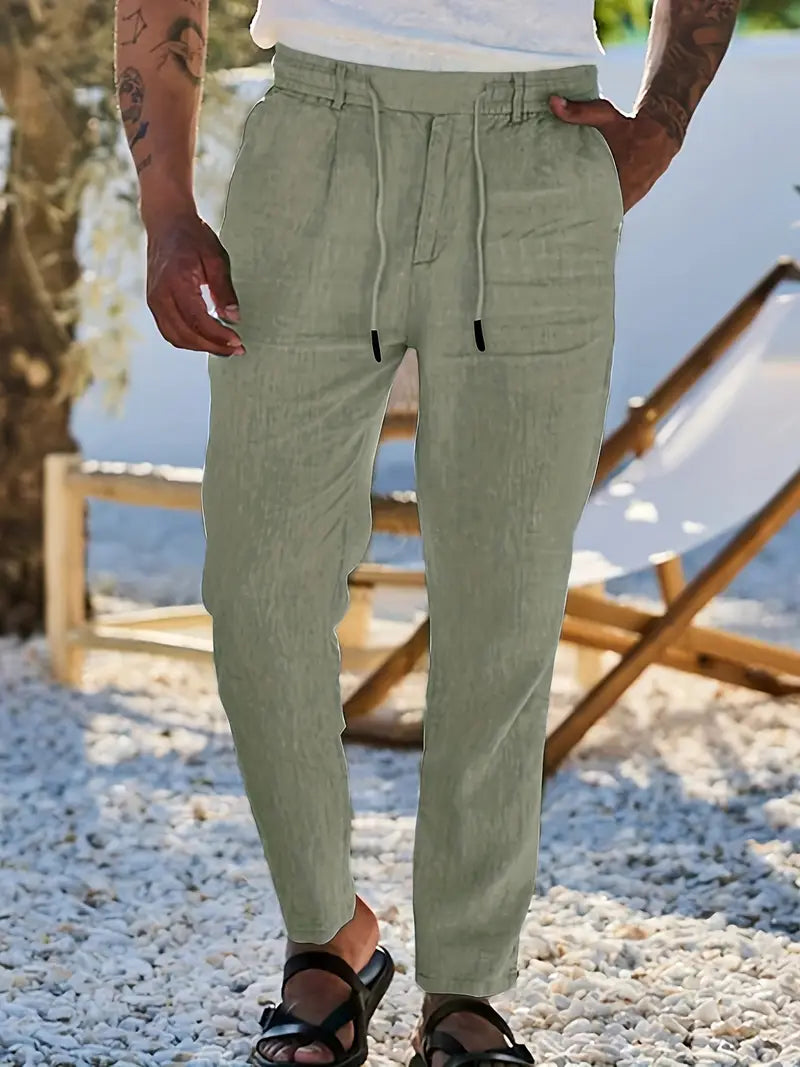 Avenor - Pantalon en lin large avec cordon de serrage