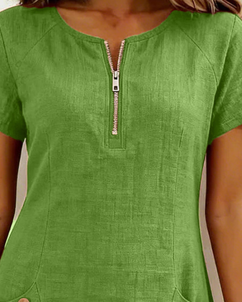 Lina - Robe A-ligne en coton-lin