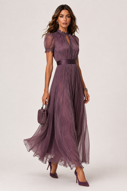 Livara - Robe Maxi en Chiffon Lila