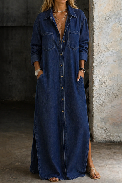 Velessa - Robe chemise maxi à boutons