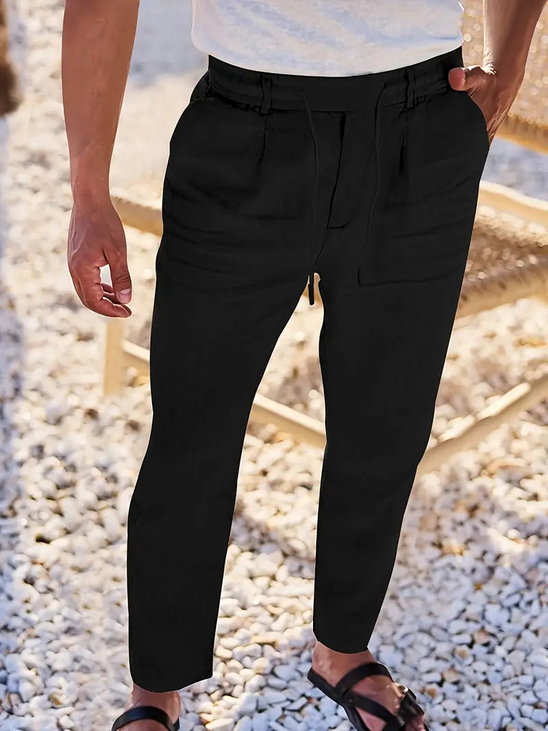 Avenor - Pantalon en lin large avec cordon de serrage