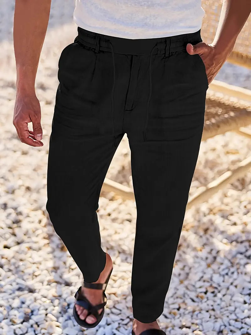 Avenor - Pantalon en lin large avec cordon de serrage