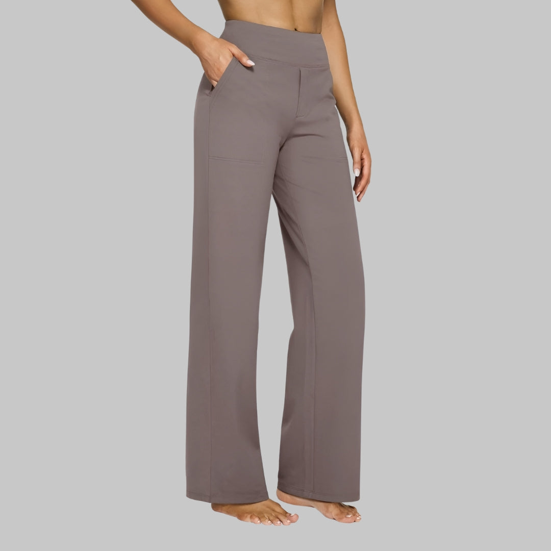 Klara - Pantalon extensible taille haute avec poches