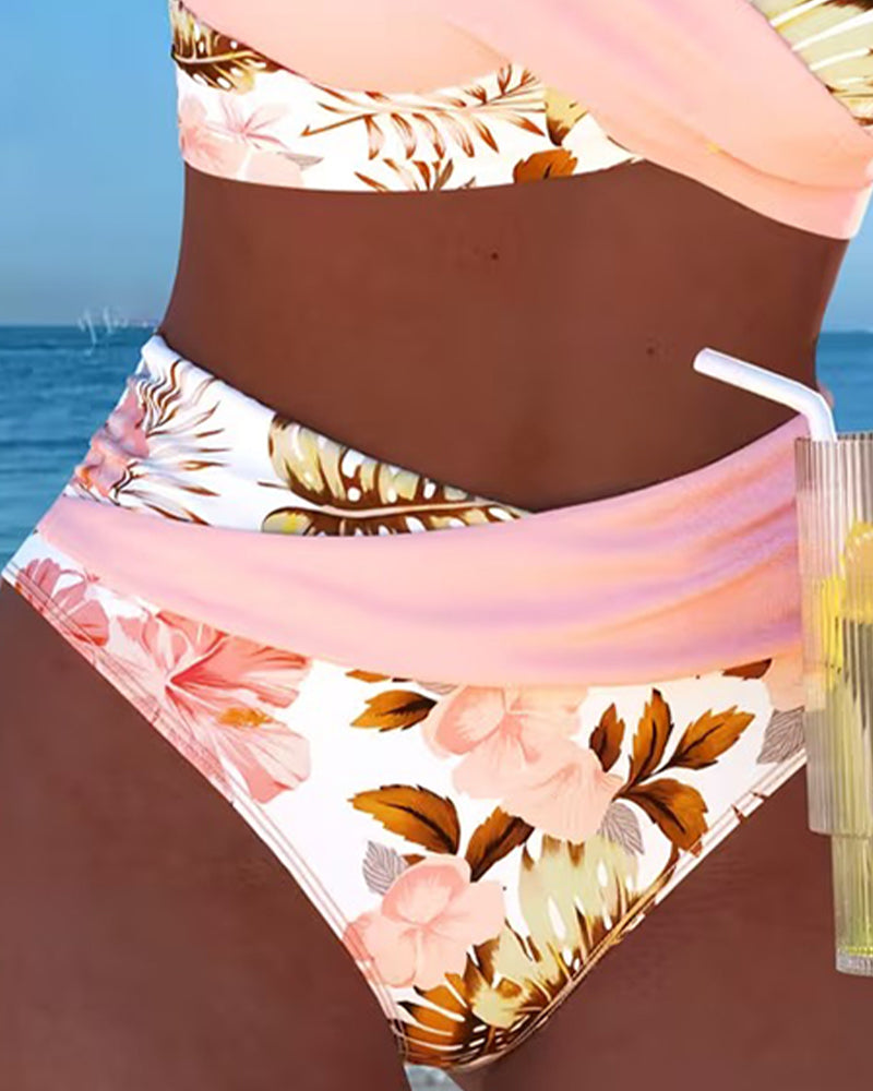 Tanisha - Ensemble de bikini fleuri avec une taille haute