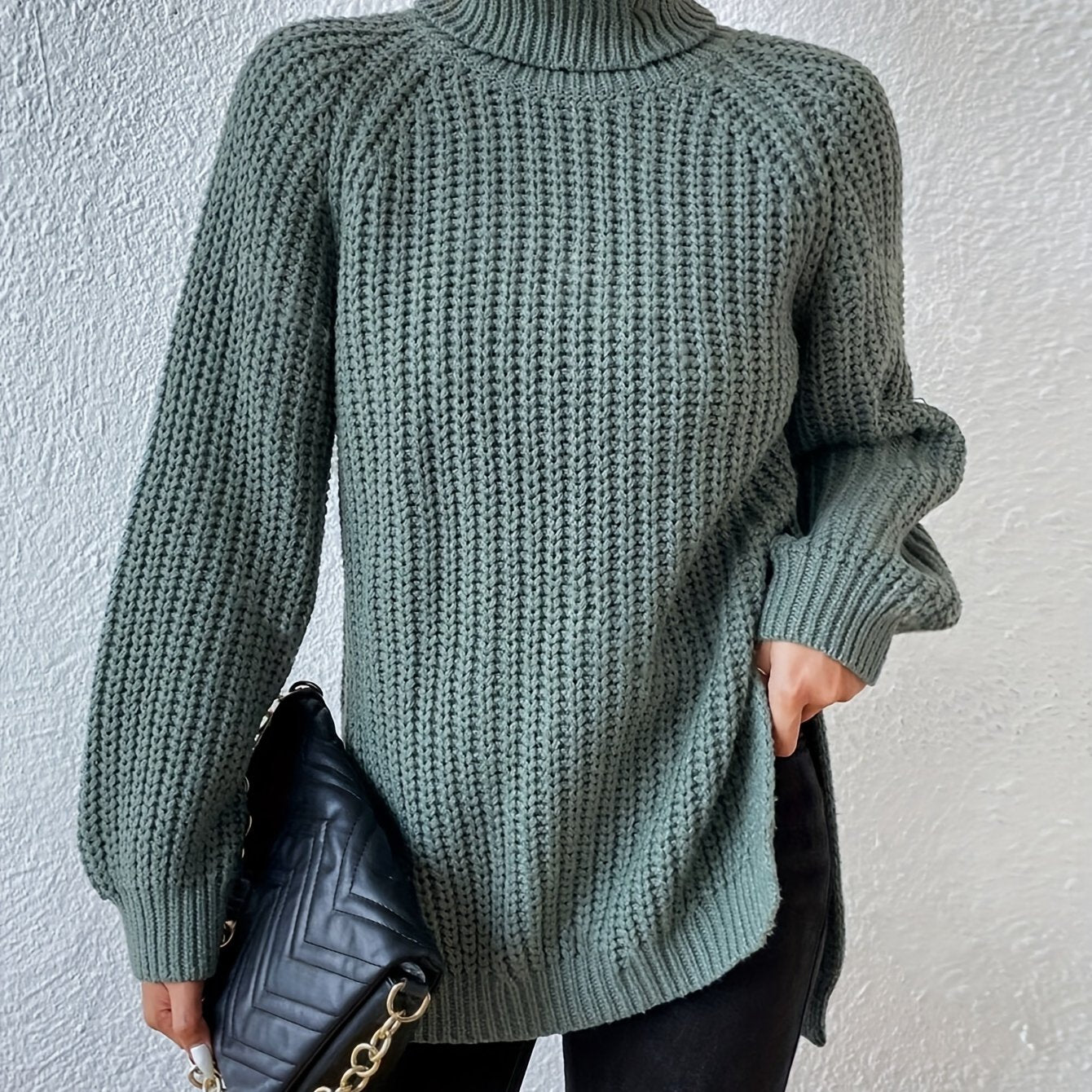 Lysette - Haut en tricot à raglan avec col montant