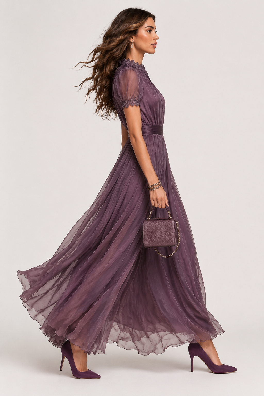Livara - Robe Maxi en Chiffon Lila