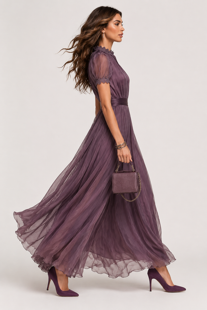 Livara - Robe Maxi en Chiffon Lila
