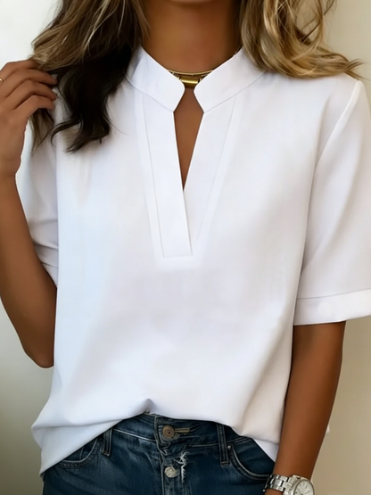 Margaux - Blouse en Crêpe à Manches Courtes
