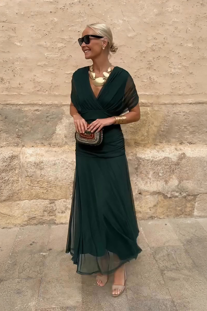 Aveline - Robe maxi cintrée avec décolleté en V