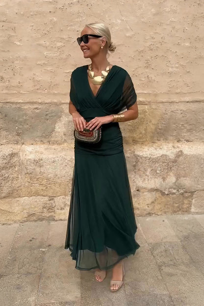 Aveline - Robe maxi cintrée avec décolleté en V