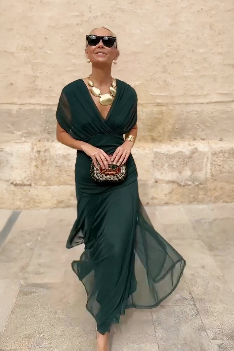 Aveline - Robe maxi cintrée avec décolleté en V