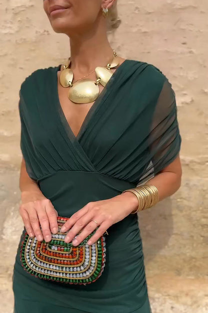 Aveline - Robe maxi cintrée avec décolleté en V