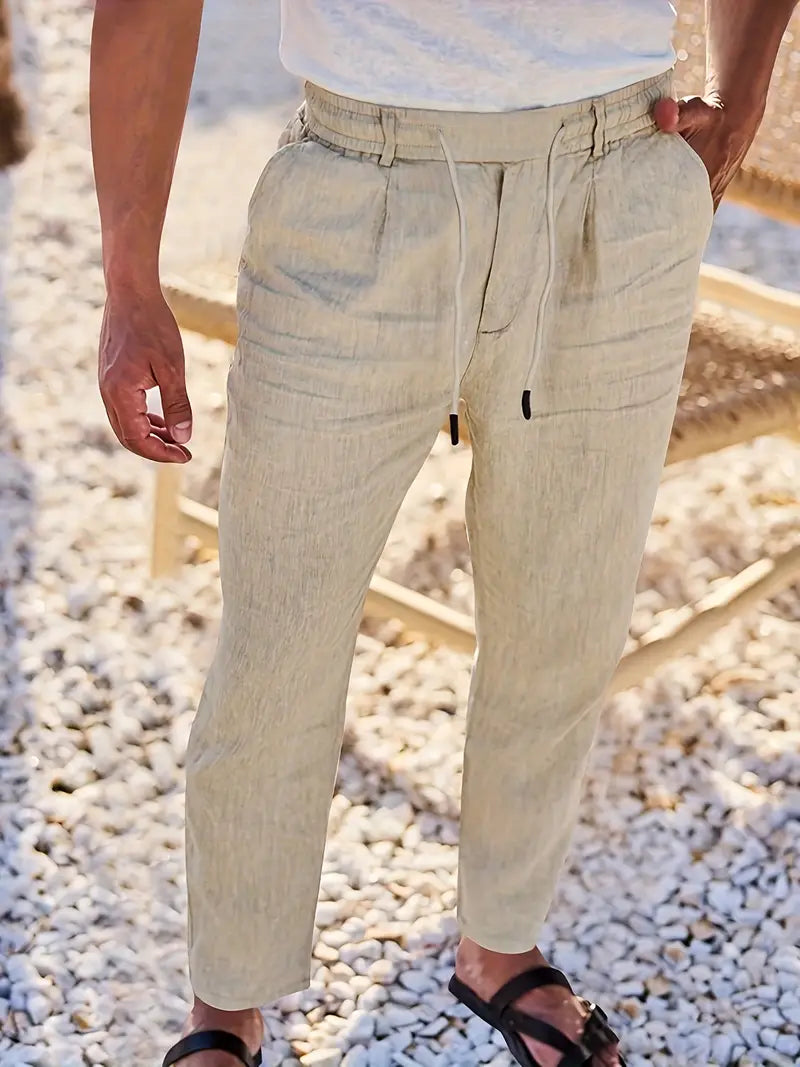Avenor - Pantalon en lin large avec cordon de serrage