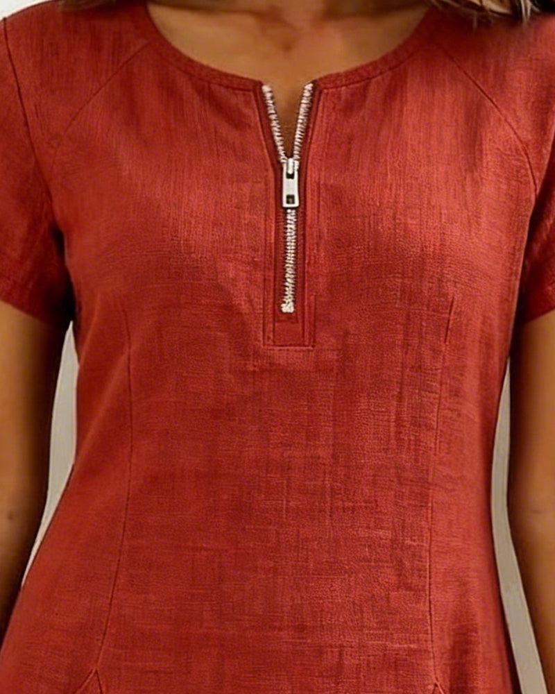 Lina - Robe A-ligne en coton-lin