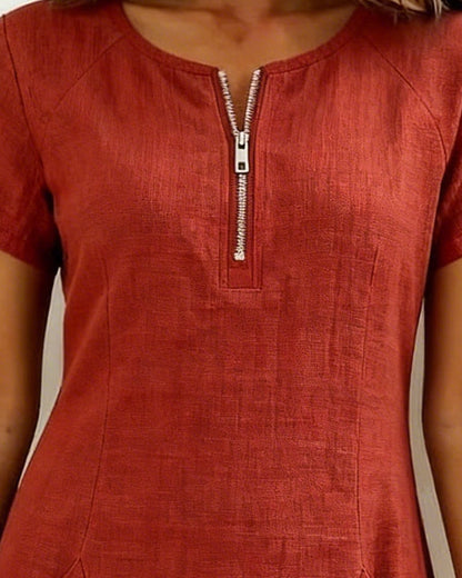 Lina - Robe A-ligne en coton-lin
