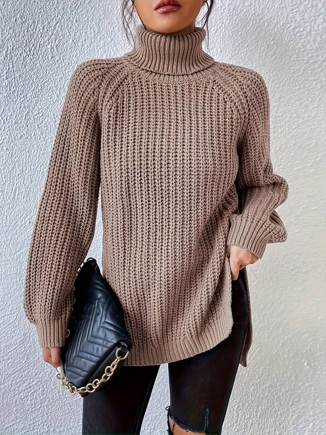 Lysette - Haut en tricot à raglan avec col montant
