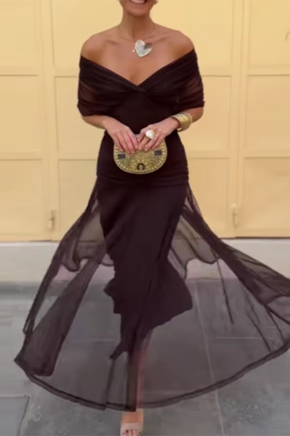 Aveline - Robe maxi cintrée avec décolleté en V