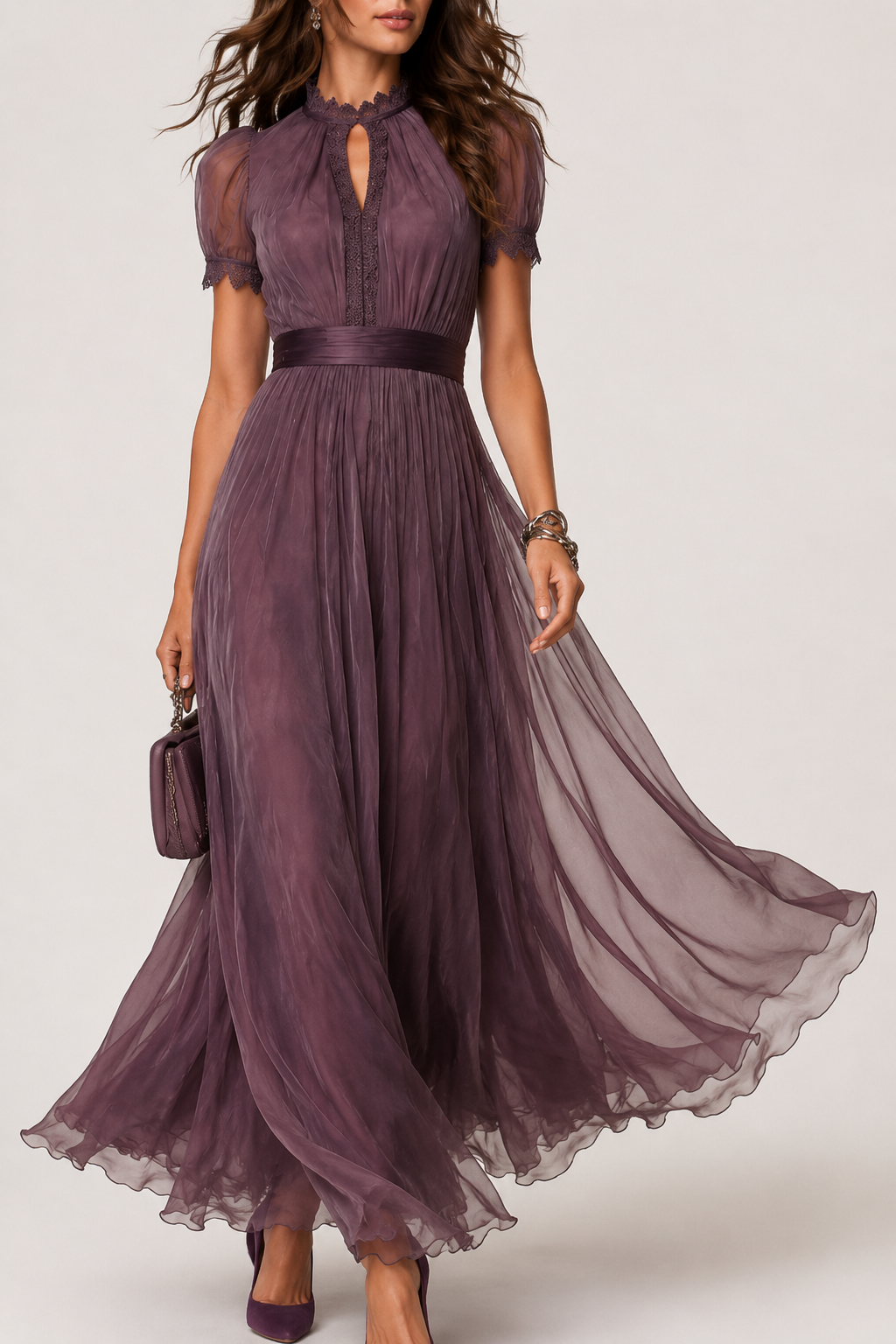 Livara - Robe Maxi en Chiffon Lila