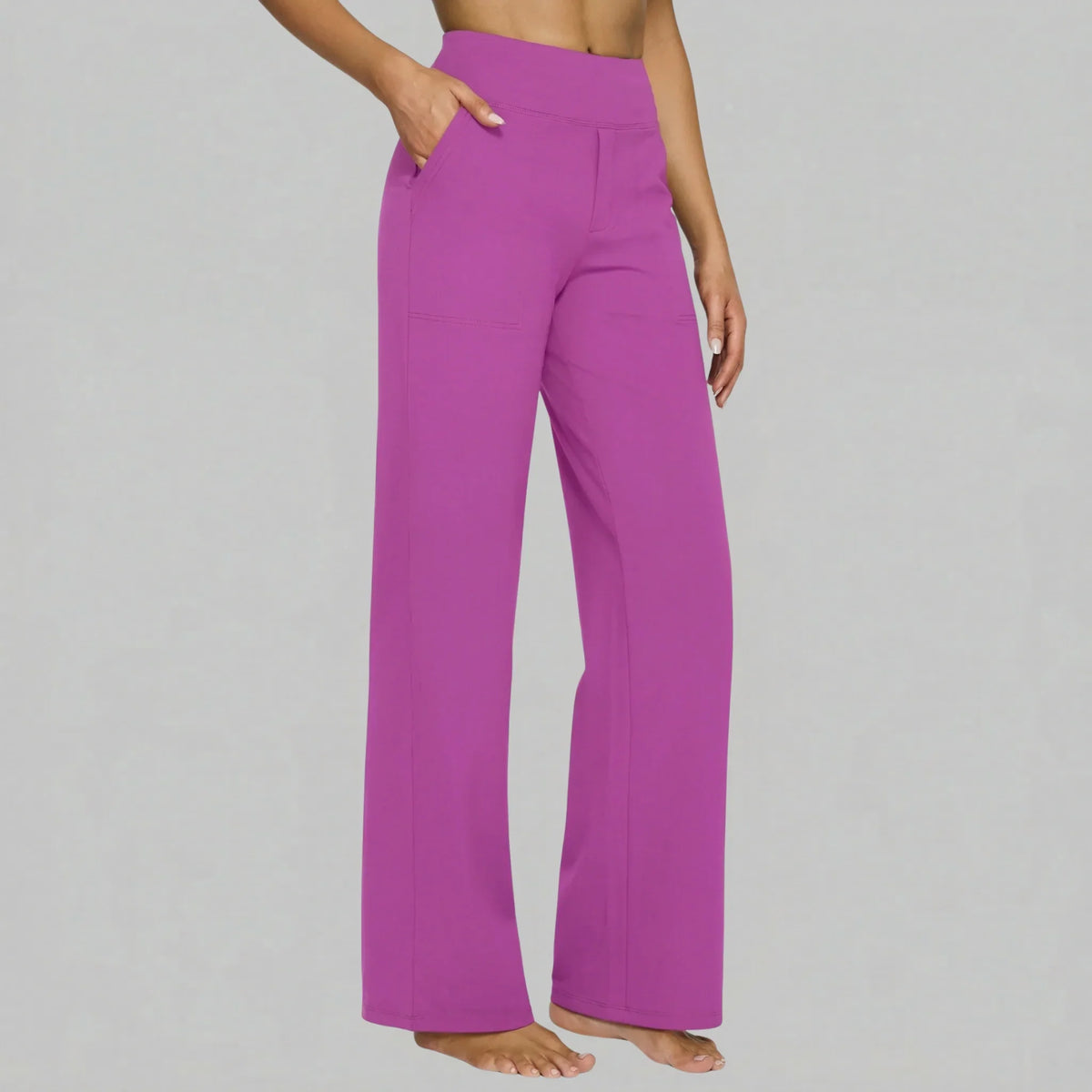 Klara - Pantalon extensible taille haute avec poches