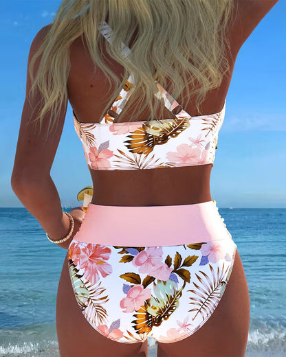 Tanisha - Ensemble de bikini fleuri avec une taille haute