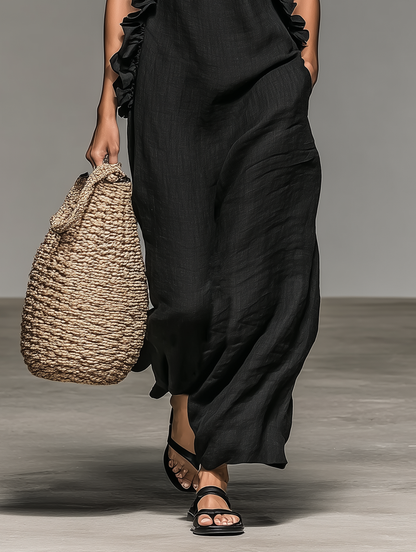 Serela - Robe maxi à volants avec poches