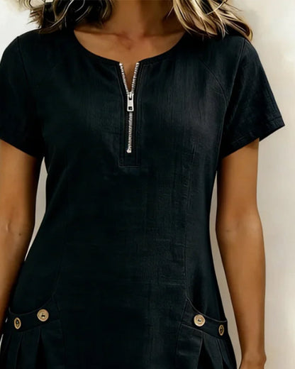 Lina - Robe A-ligne en coton-lin