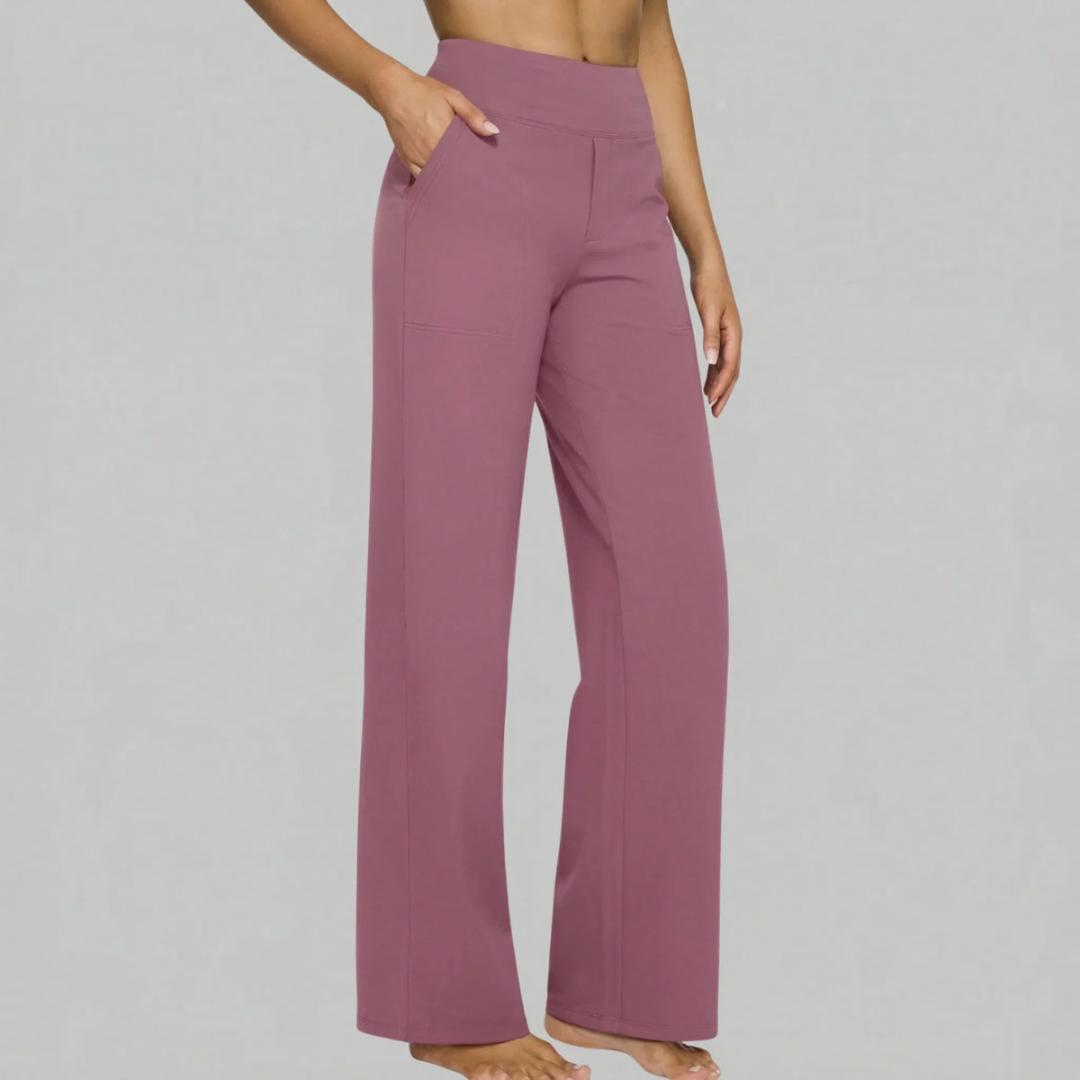 Klara - Pantalon extensible taille haute avec poches