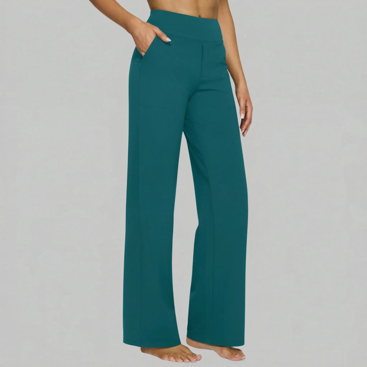 Klara - Pantalon extensible taille haute avec poches