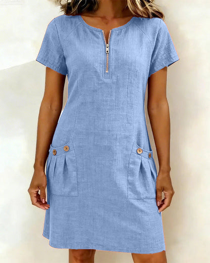 Lina - Robe A-ligne en coton-lin