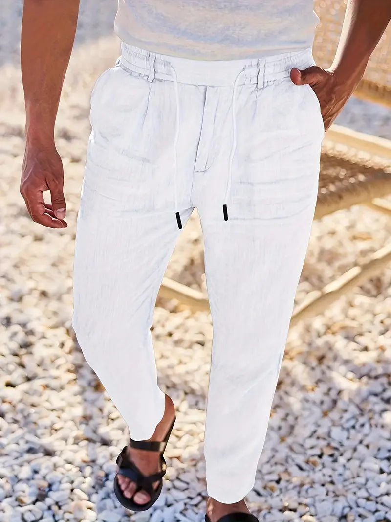 Avenor - Pantalon en lin large avec cordon de serrage